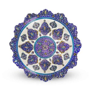 بشقاب مینا کاری 25 زمینه سفید ترنجی اثر استاد خادم سفارشی شفقی