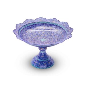 شیرینی خوری پایه دار مینا کاری سایز 25 اسلیمی اثر استاد خادم