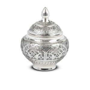 قندان آبنقره متوسط قلمزنی دسته دار اثر استاد اسدی
