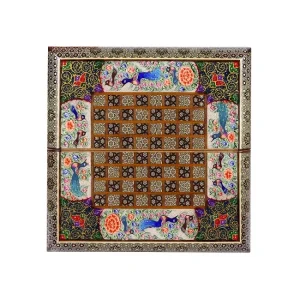 تخته نرد خاتم 40 تو صدف رو گل و مرغ برجسته اعلاء اثر استاد قضاوی