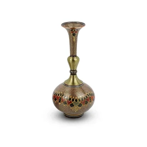 گلدان شلغمی سیمی طرح دار ویژه 37 سانتی سابیده اثر استاد معمار